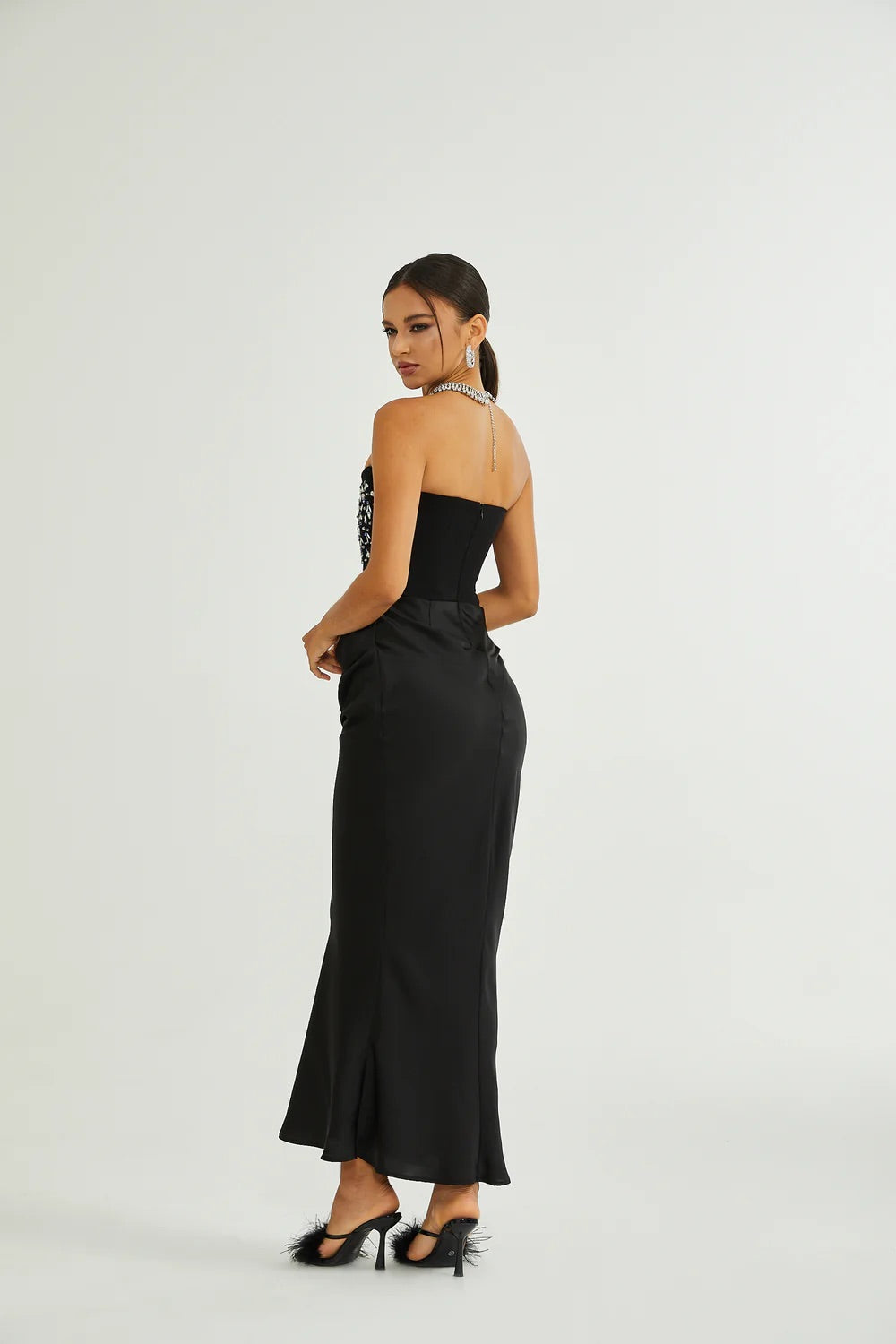 Crystal corset maxi dress