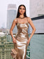 Ernie Metallic gold maxi dress