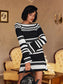 Stripe backless knitted mini dress