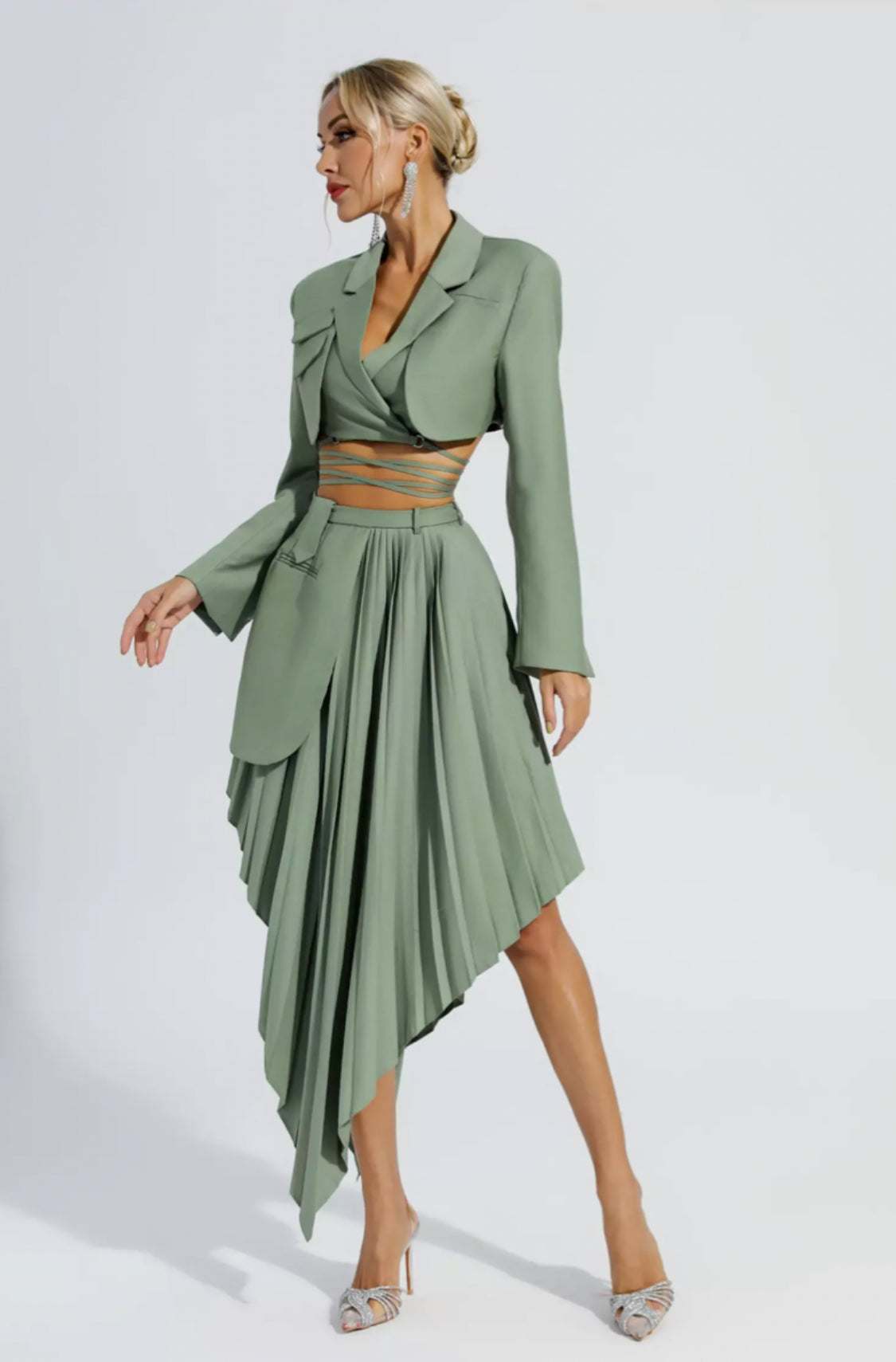 Myra cropped blazer/skirt set