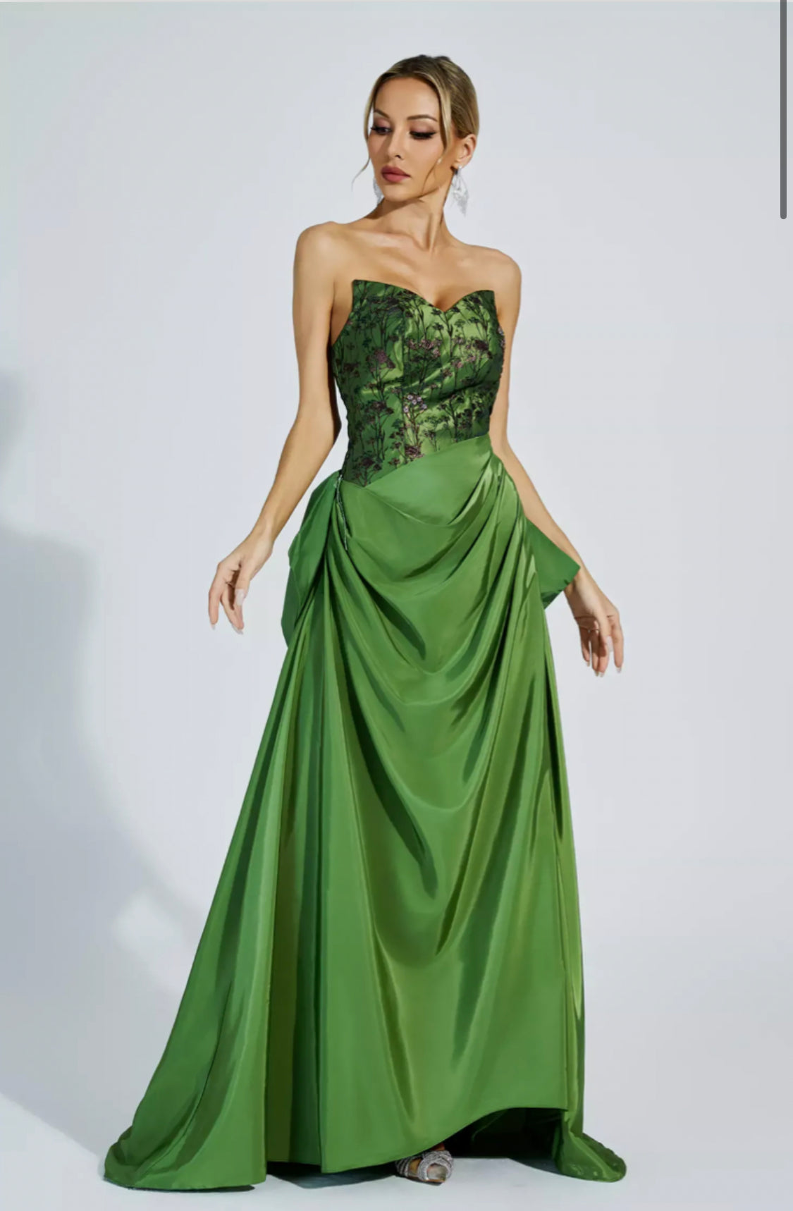 Dulce green bow maxi dress