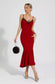 Annika red midi dress