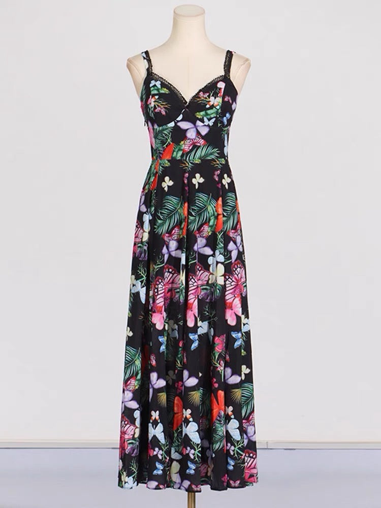 Zade butterfly print maxi dress