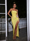 Flower high split yellow maxi dress