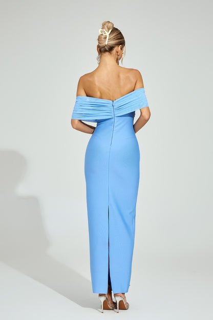 Azure Pearl Off-Shoulder Gown