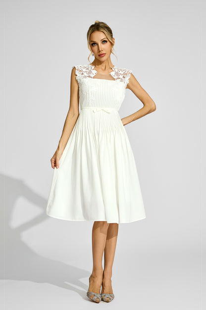 Fleur Neige Embroidered Midi Dress