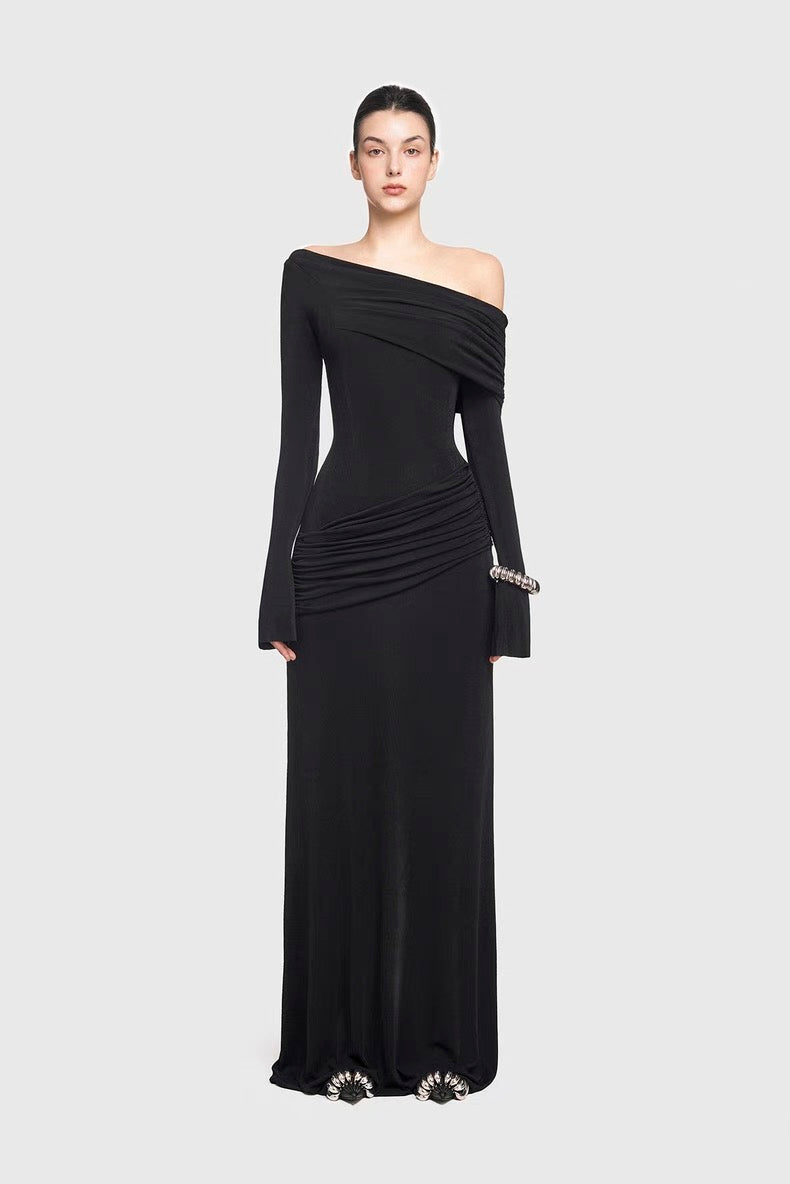 Cassia One-Shoulder Draped Gown