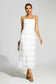 Crystal beads embellished white maxi dress