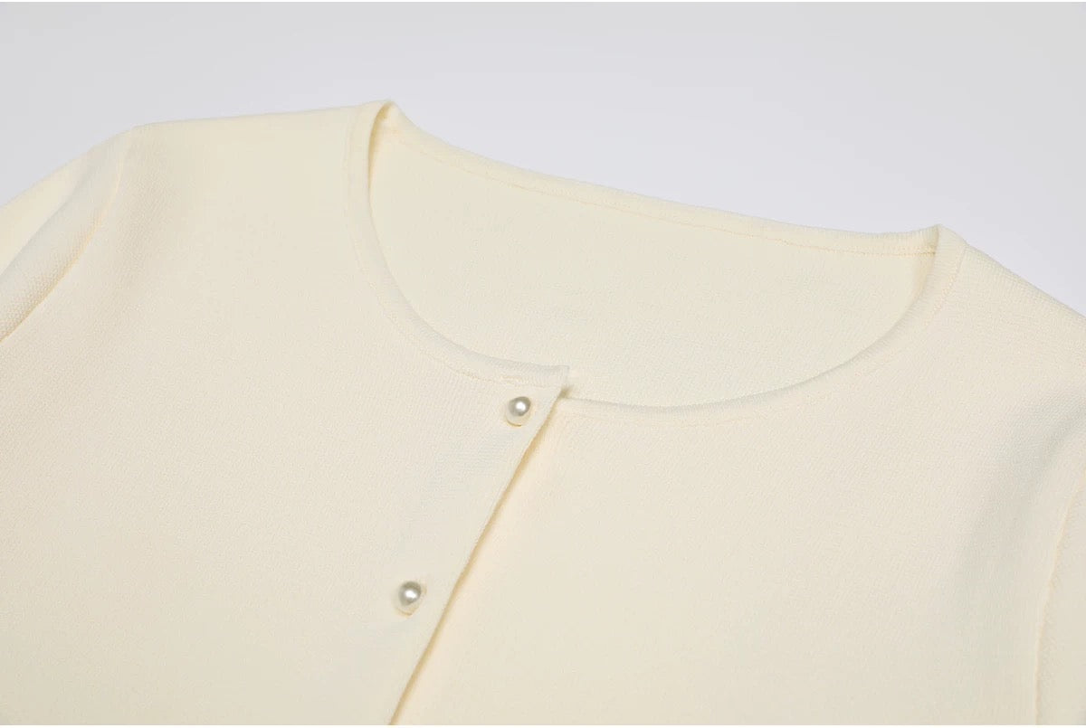 Duchesse Pearl Trim Knit Set