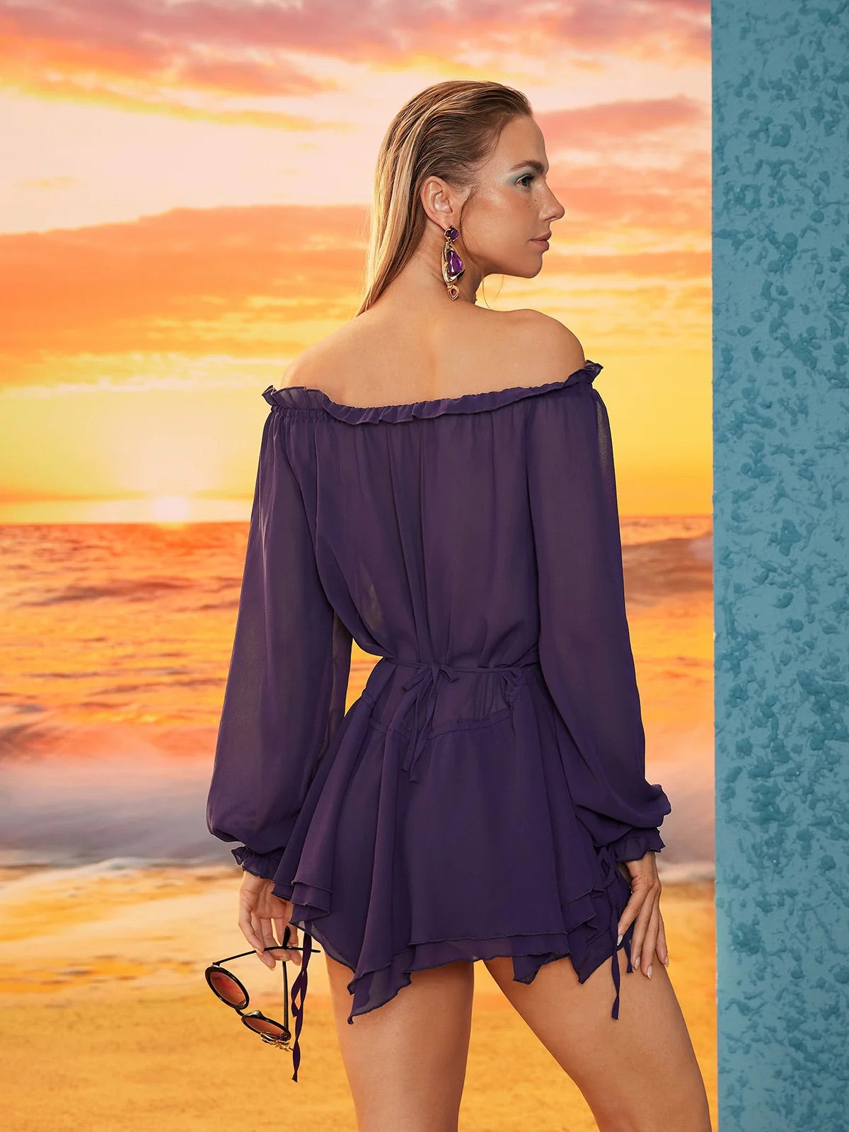 Marcella off shoulder mini dress