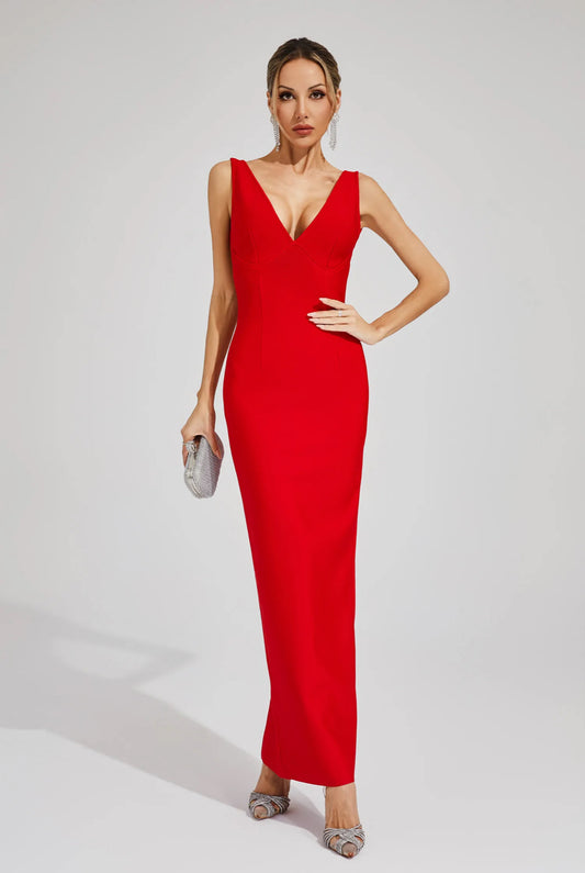 Valentina Red Backless Gown