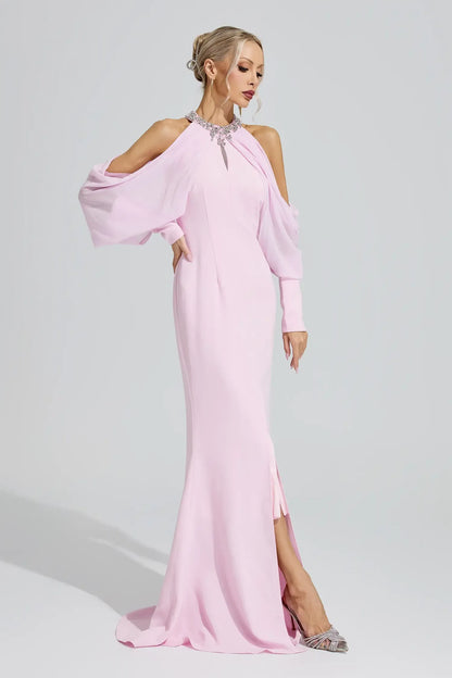 Seraphina Crystal Cold-Shoulder Gown