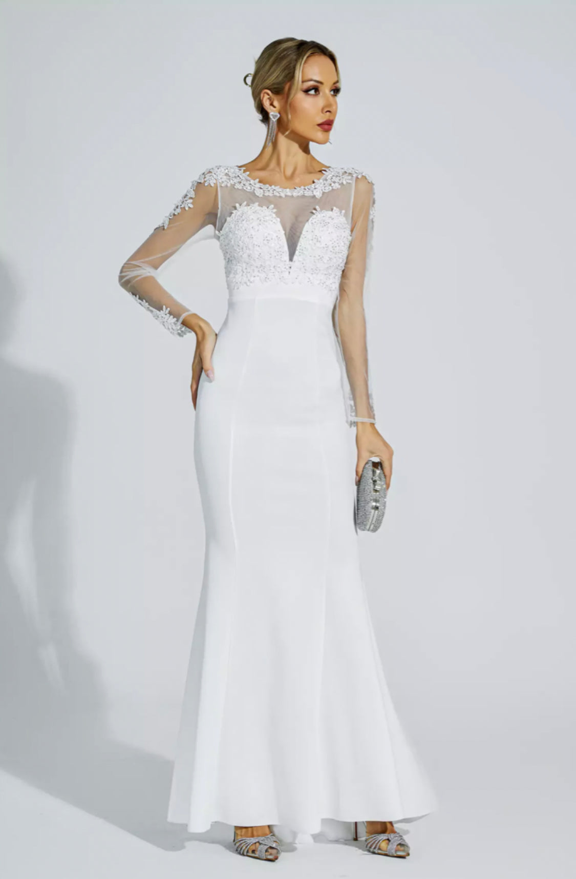 Madisyn lace white maxi dress