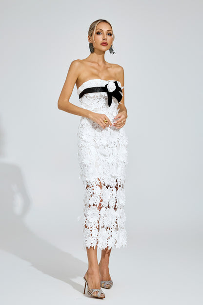 Camille Floral Appliqué Midi Dress