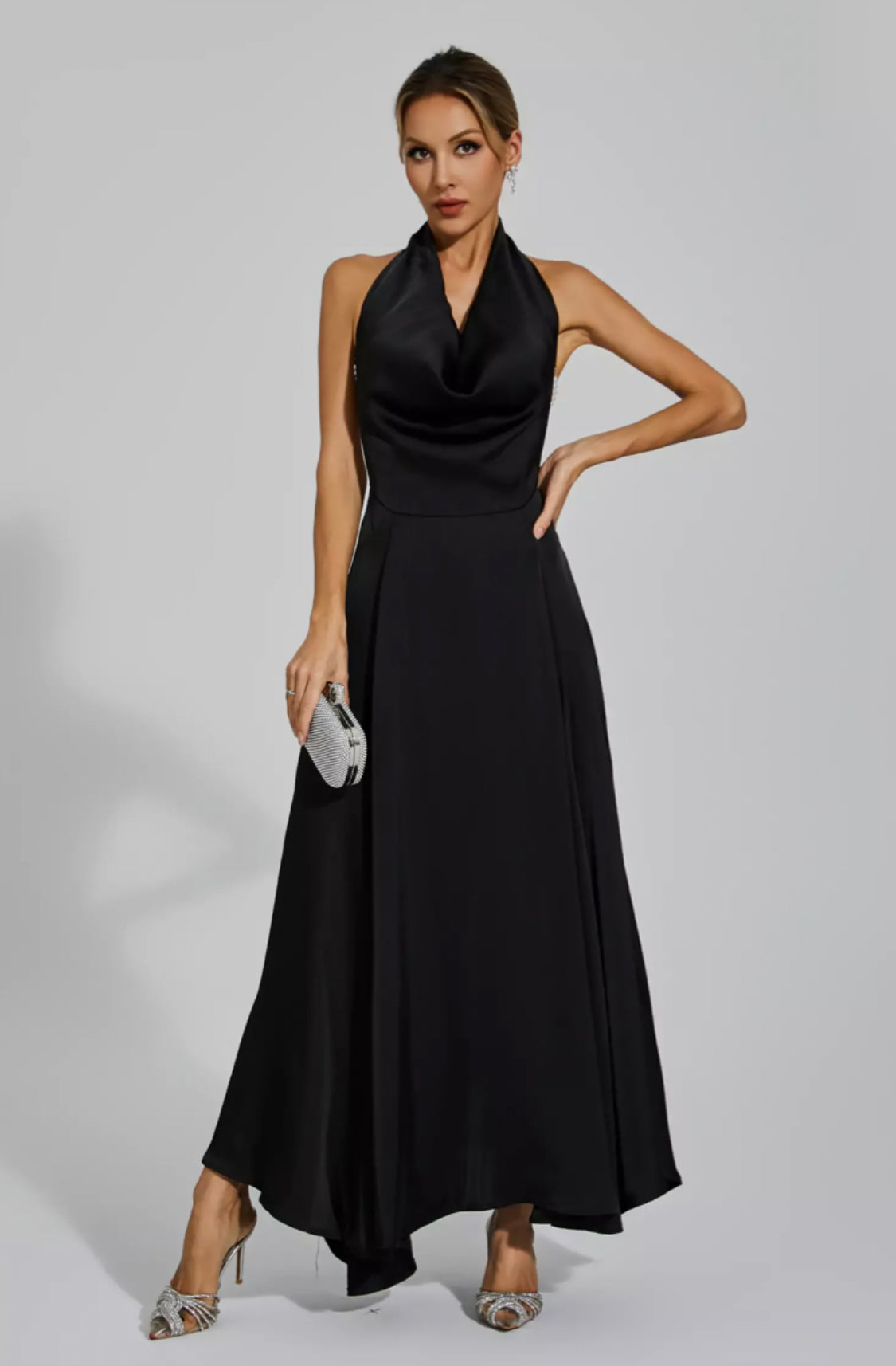 Patricia backless black maxi dress