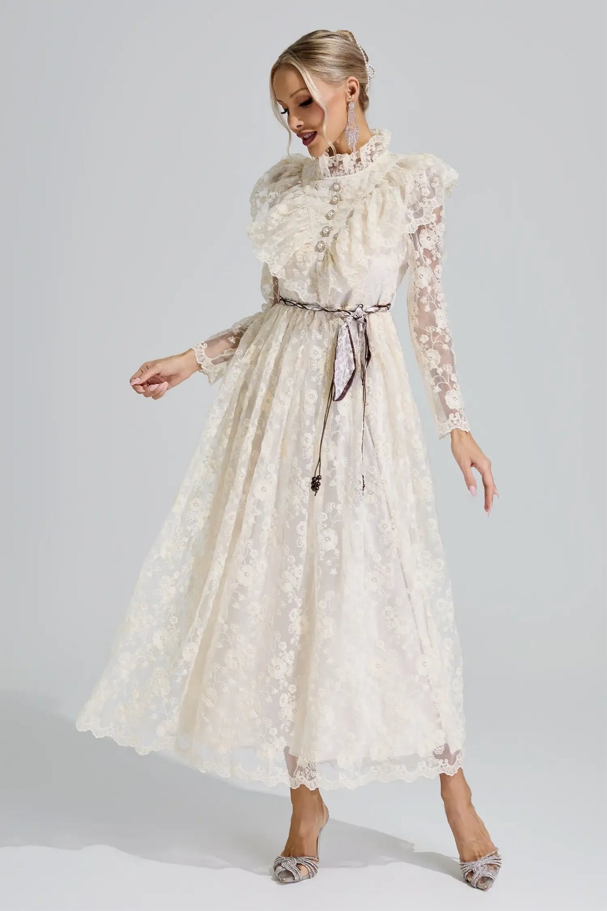 Rosalie Ruffle Lace Maxi Dress
