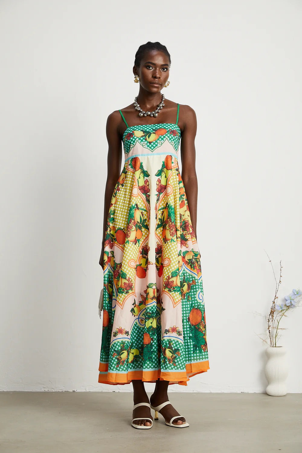 Evianna fruits print midi dress