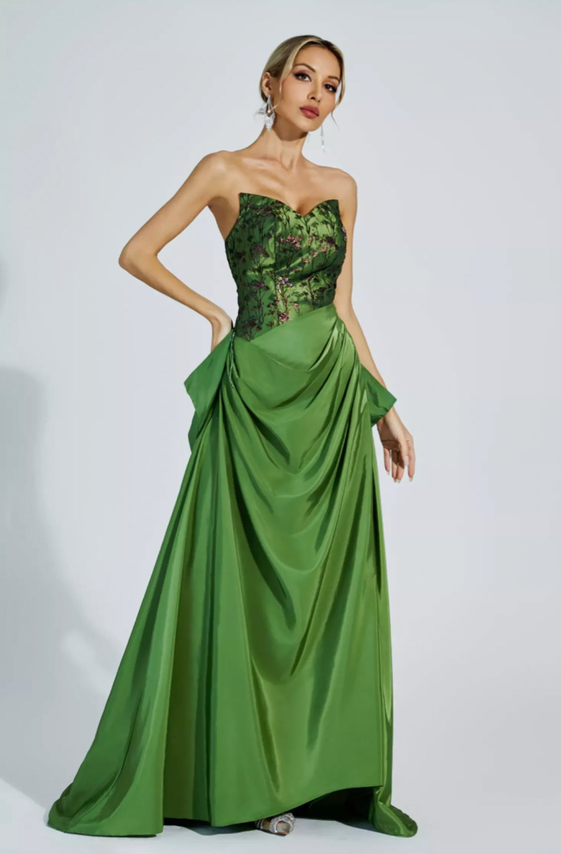 Dulce green bow maxi dress