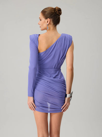Lavender Asymmetrical Cut-Out Mini Dress