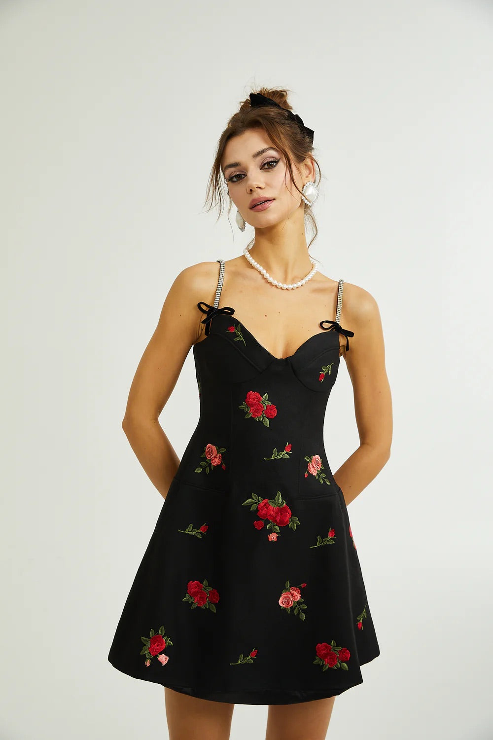 Jovanna floral embroidered mini dress