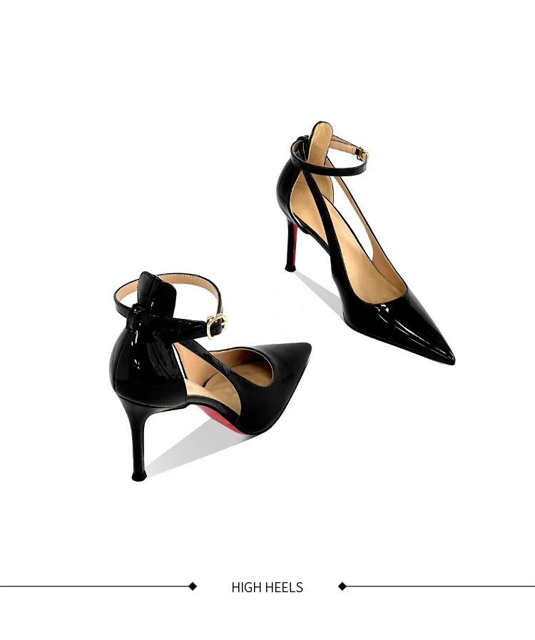Scarlet Black Ankle Strap Heels