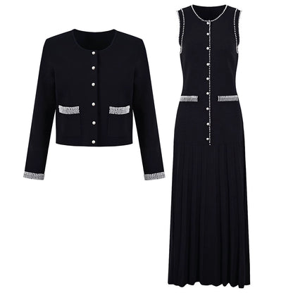 Duchesse Pearl Trim Knit Set