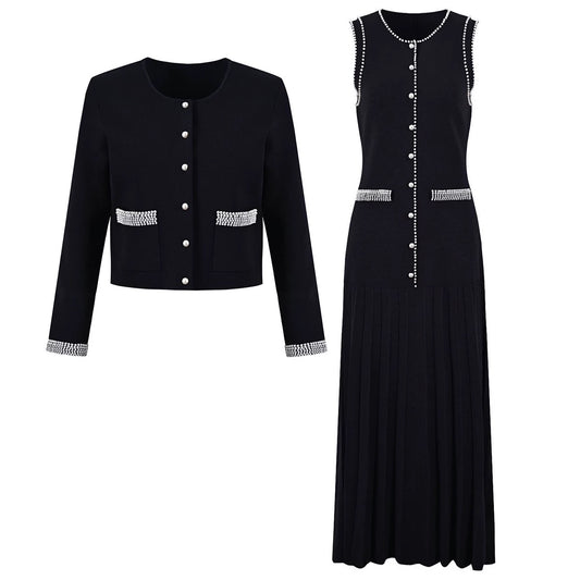 Duchesse Pearl Trim Knit Set