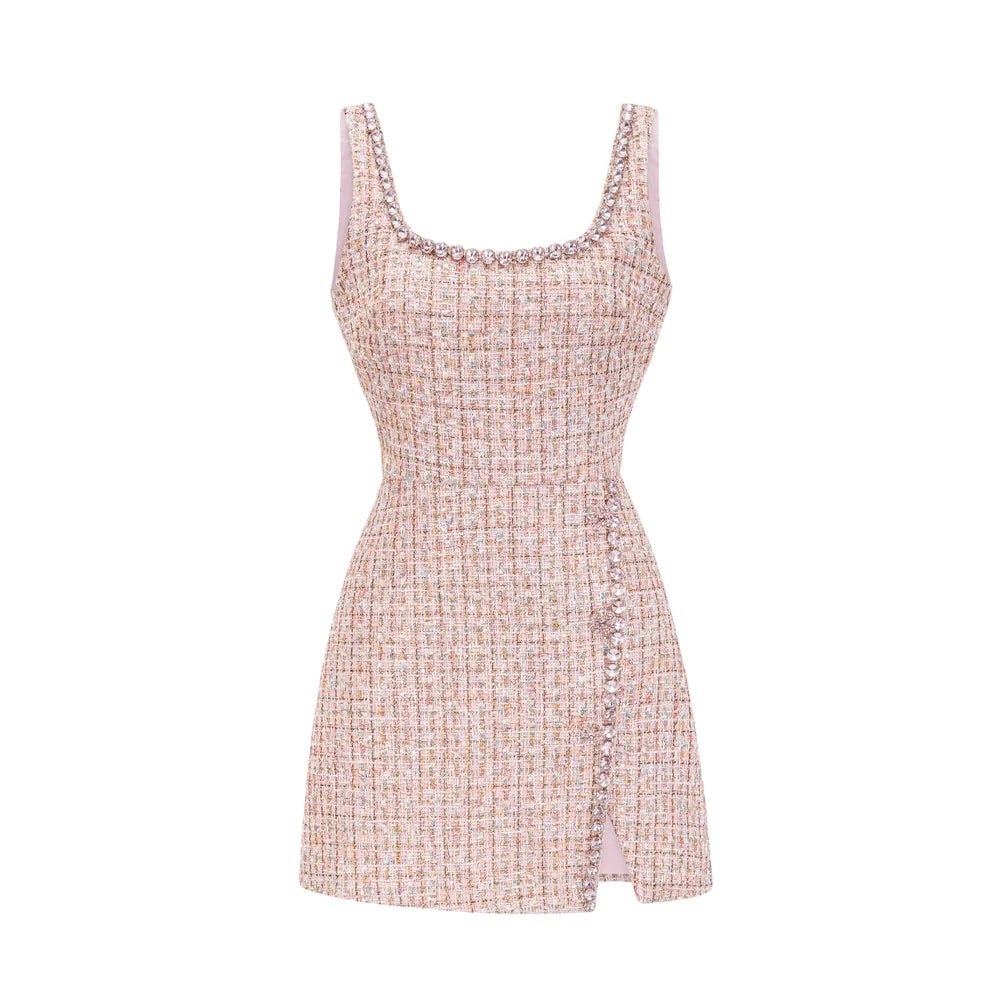 Glen pink tweed mini dress