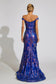 Blue mermaid sequins maxi dress