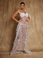 Flower white mesh maxi dress