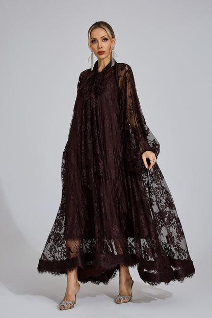 Nocturne Lace Cape Maxi Dress
