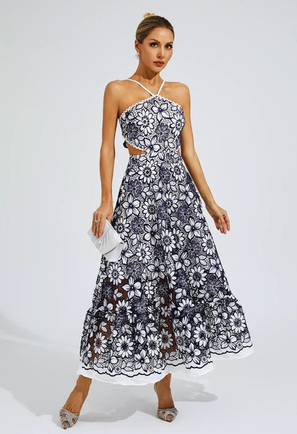 Fiora Embroidered Lace Midi Dress
