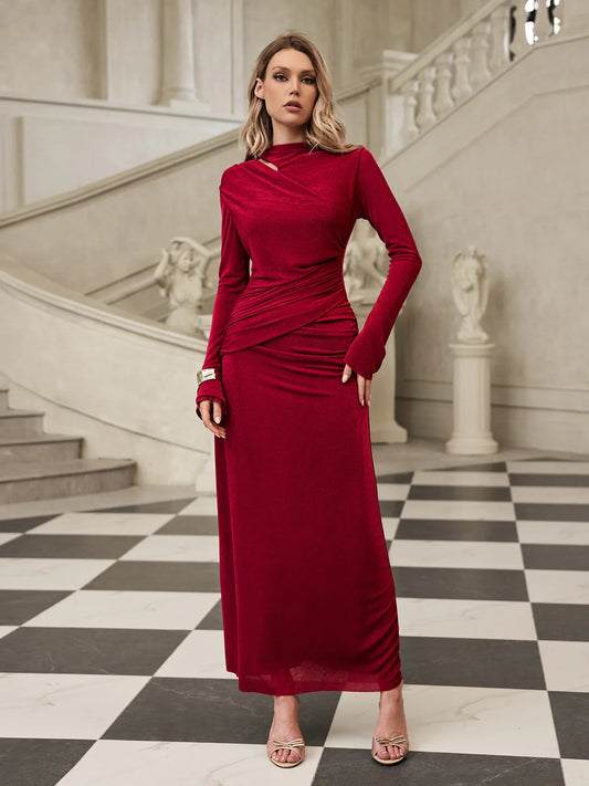 Noéline Draped Velvet Maxi Dress