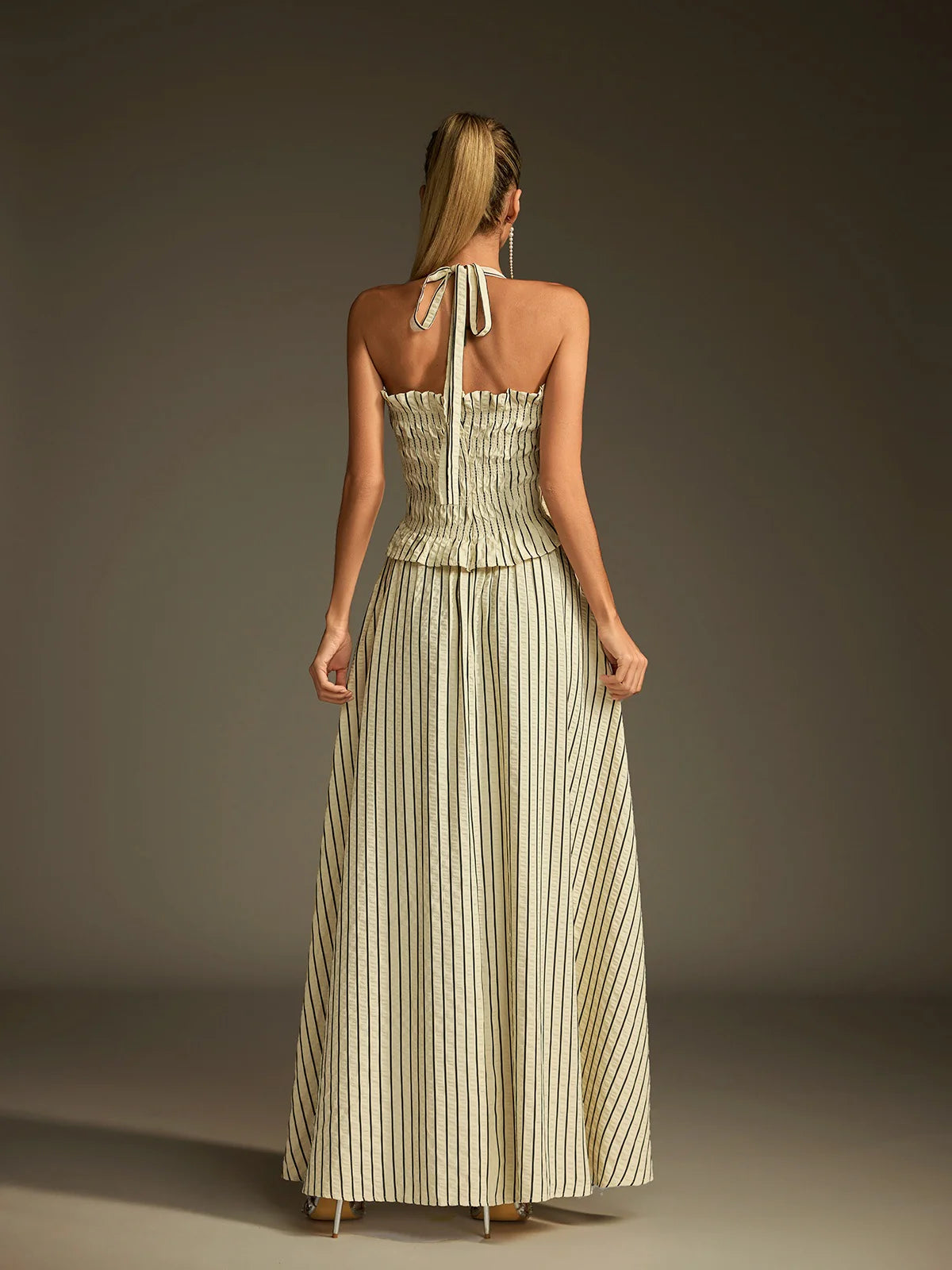 Celeste Stripe Halter Maxi Dress