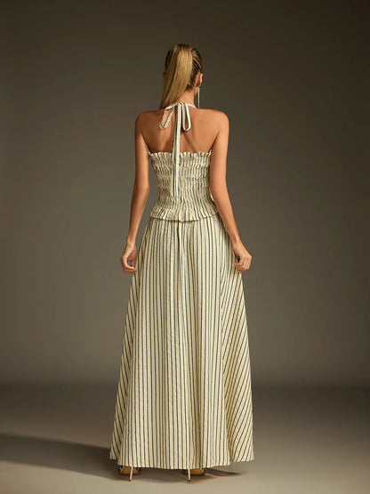 Celeste Stripe Halter Maxi Dress