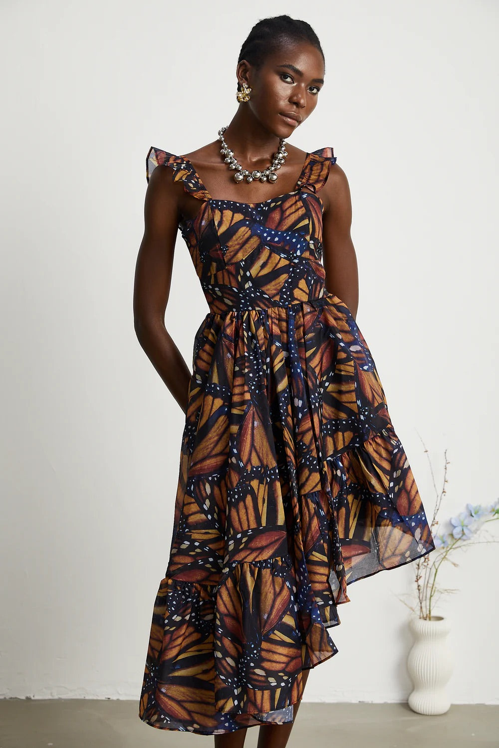 Coralie butterfly print midi dress