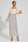 Linda apricot bow sequin maxi dress