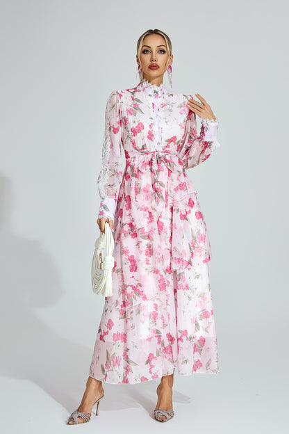 Rosalie Tiered Pink Floral Dress