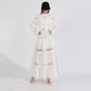 Whitr belted long sleeves maxi dress