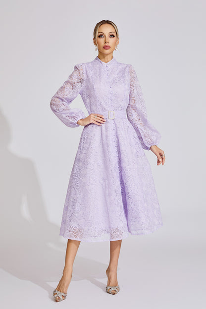 Liliane Embroidered Lace Midi Dress