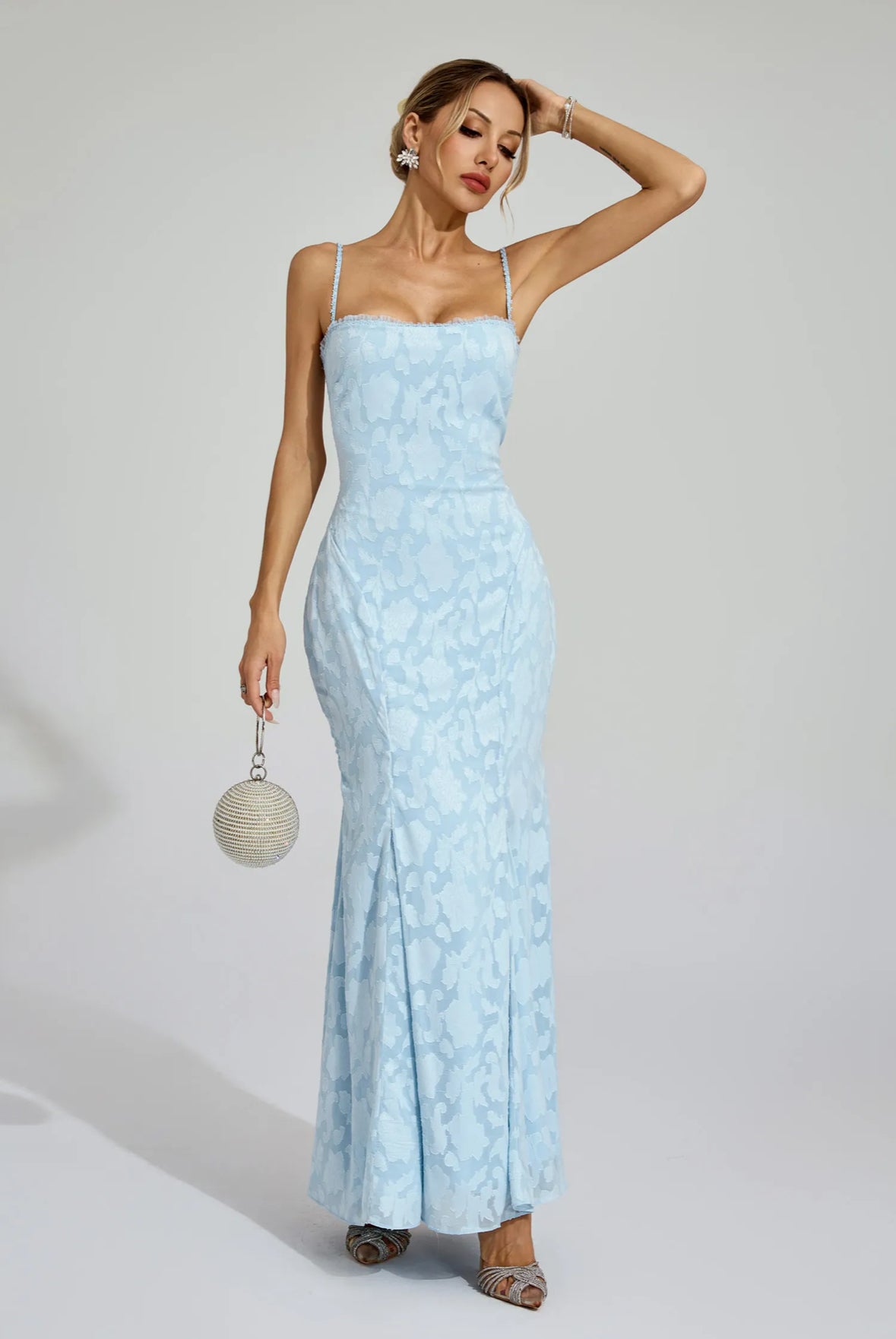 Céleste Back-Tie Blue Gown