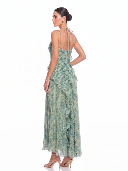 Aurelia Botanical Ruffle Maxi Dress
