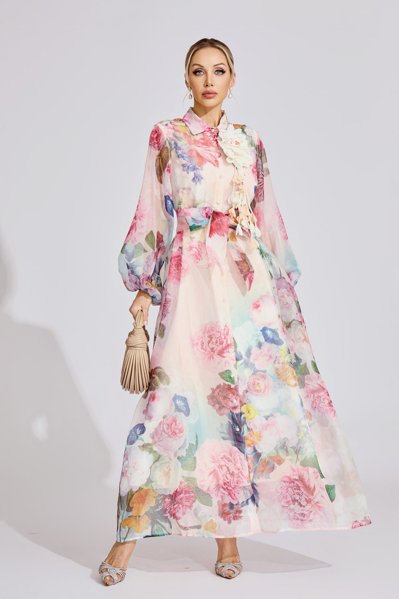 Fleur Royale Maxi Shirt Dress