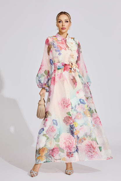 Fleur Royale Maxi Shirt Dress