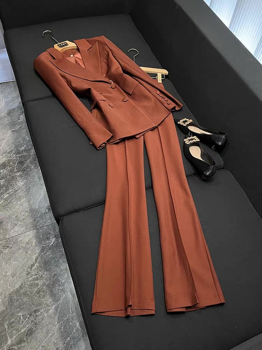 Vienna Double-Breasted Blazer and Flared Pants Set