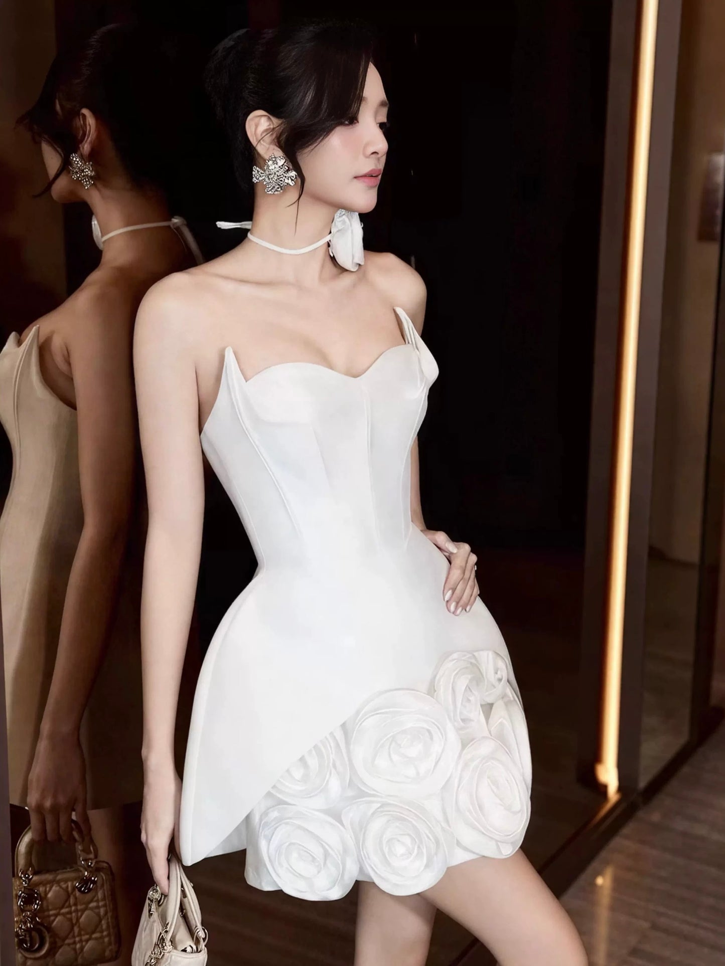 Rosa Petal Corset Mini Dress