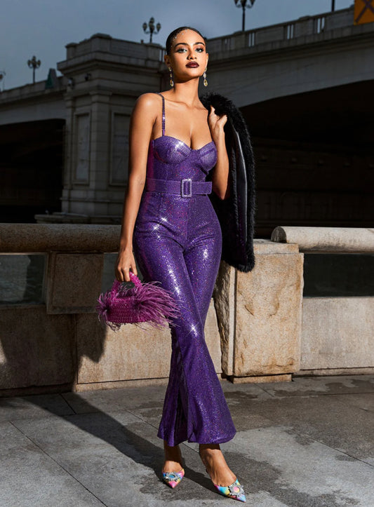 Purple sequin jumpsuit (8267924537582)