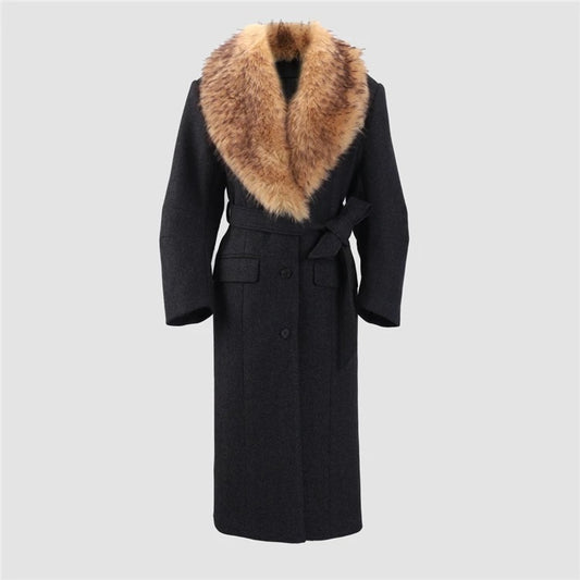 Renée Faux Fur Collar Maxi Coat