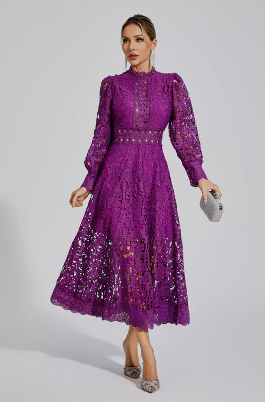 Kenzie Purple lace maxi dress