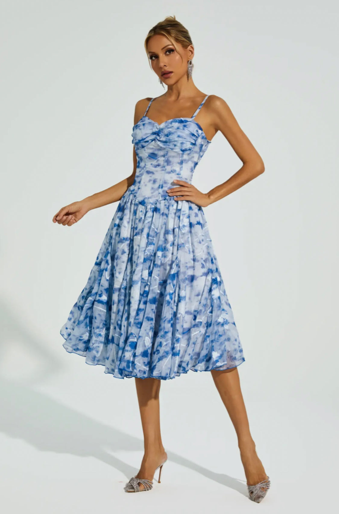 Carroll blue midi dress